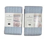 New S/2 Fieldcrest Euro Pillow Shams 100% Cotton Dusty Blue Quilted Arrow 26X26. Fixed Price $26.36.