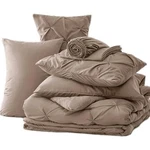Bedsure 7 Pcs Solid Diamond Pintuck Beige Comforter Sheets Bedding Set. Fixed Price $57.95.