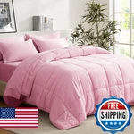 Cozyart King Comforter Set 7 Pcs, Pink Bed Bag, All Season Lightweight Soft. Fixed Price $79.33.