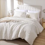 Yirddeo Ivory White Full Comforter 3PCS, Boho Size Bedding Set, Vertica. Fixed Price $56.99.
