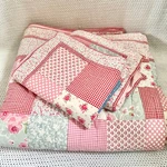 Pottery Barn Kids 2012 Pink Patchwork Quilted Full/queen Comforter Two Sham Set. Fixed Price $135.00.