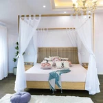 Linentalks Sheer Canopy Curtains For King, Queen, Full And Twin Bed, 4 Co.... Fixed Price $90.71.