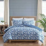 Queen Comforter Set, Soft Cotton, 3 Piece Bedding Blue. Fixed Price $127.99.