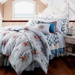 Chaps Nantucket Garden Floral Stripe 3PC King Comforter Set - Nice. Fixed Price $520.00.