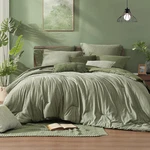 Queen Comforter Set - 7 Pieces Cationic Dyeing Olive Green Bed Bag. Fixed Price $99.98.