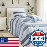 Regency Heights Twin Size Comforter Set 2 Pieces Navy Blue Modern Striped Beddin. Fixed Price $78.95.