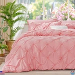 Pink King Size Comforter Set - 3 Piece Boho Pintuck Bedding With Pillowcases. Fixed Price $62.71.