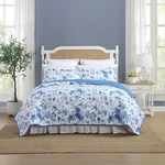 Laura Ashley 3-PC Queen Reversible Quilt Set Cotton Breezy Floral Blue Nip. Fixed Price $114.35.