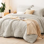 Cozylux Queen Comforter Set Beige Seersucker 7 Pieces Bed In Bag Comf.... Fixed Price $90.46.