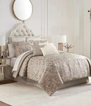 Waterford Linen Andria Queen Size Taupe Comforter Set Sham Skirt Bedding New. Fixed Price $351.49.