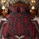 Feelyou Red Black Vintage Damask Floral Comforter Set Sheets Oriental Antique 7. Fixed Price $98.02.