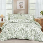 Wongs Bedding 8-PC Queen Comforter Set Sage Green Floral, 90"X90", All Season. Fixed Price $76.99.