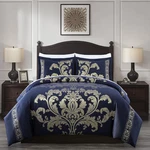 Chezmoi Collection Valor 7-PIECE California King Bed Bag Navy/gold Luxury. Fixed Price $180.15.