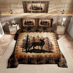 Deer Bear Plaid Size Comforter Set,animal Hunting Print Full Color 11. Fixed Price $44.29.