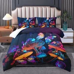 Mushroom Bedding - King Comforter Set, Black & Cute Boho Bedroom.... Fixed Price $54.99.