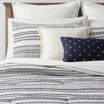 8PC Full Clipped Jacquard Stripe Comforter Set Navy - Threshold. Fixed Price $39.99.