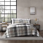 King Comforter Set Plaid Reversible Bedding Normandy Grey Eddie Bauer Stylish. Fixed Price $154.99.
