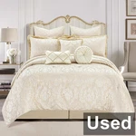 Loom And Mill 8 Piece Elegant Damask Comforter Set, Beige White, King. Fixed Price $75.03.