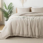 Twin Size Comforter Set Oatmeal, 2 Pieces Boho Lightweight Tassel Fluffy Beige. Fixed Price $53.95.