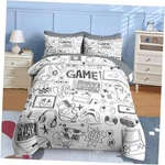 Comforter Set Size, Computer Games Doodles 5 Twin Black And White Gamepad 4. Fixed Price $62.75.