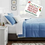Light Blue Microfiber Reversible Comforter (size Twin Extra Long)-faux Shearli. Fixed Price $39.93.