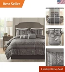 Bellagio 7-PIECE Luxurious Queen Comforter Set In Grey All Season Elegance. Fixed Price $139.19.