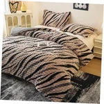 Flannel Sherpa King Size Comforter Set, 104" X 90" Brown Leopard Print. Fixed Price $20.53.