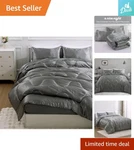 Lavish Satin Silky Soft Microfiber Comforter Set - Queen Size Silver Elegance. Fixed Price $67.44.
