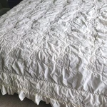 Twin Duvet Cover Comforter Cotton Shabby Chic Cream 77" 73" Embroidered Ruffle. Fixed Price $67.50.