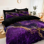 Black Gold Comforter Set Purple Marble Bedding Queen Size St.... Fixed Price $87.00.