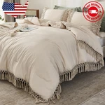 King Size Comforter Set Beige, 3 Pieces Boho Tassel Lightweight Soft Bedding ... Fixed Price $77.98.