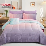 Dinjoy Girls Comforter Set Queen Size Colorful Ombre Blue Pink Purple Rainbow Be. Fixed Price $73.78.