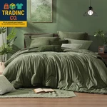 Queen Comforter Set - 7 Pieces Cationic Dyeing Olive Green Bed Bag. Fixed Price $112.99.