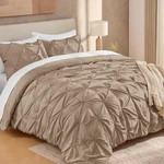 Andency Taupe Comforter Set King, 3 Pieces Stylish Pinch Pleat Bedding. Fixed Price $74.33.