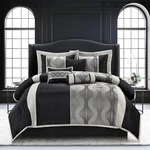Stratford Park Black And Silver Comforter 7 Pieces Queen Size Striped All. Fixed Price $127.60.