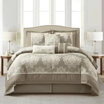 Stratford Park Beige Comforter Set King SIZE7 Pieces Jacquard Bedding All. Fixed Price $177.96.