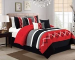 7-PIECE Black Stripe Pleated Bedding Set Chevron Embroidered Comforter. Fixed Price $94.99.