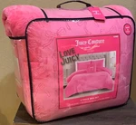 Juicy Couture Pink Coquette Bows Embossed Plush 4PC King Comforter Set Soft&cozy. Fixed Price $89.99.