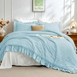 Light Blue Queen Set, 3 Pieces Seersucker Size,. Fixed Price $69.99.