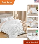 White Queen Comforter SET90X90INCH, 3 Pieces Cute Pinch Pleat Bedding Comfort.... Fixed Price $108.10.