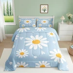 Homewish Daisy Comforter Set Full Size White Flower Leaves Bedding 3PCS. Fixed Price $72.76.