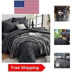Luxuriously Soft Queen Comforter Set - 7 Pieces Ultimate Bedroom Elegance. Fixed Price $60.79.