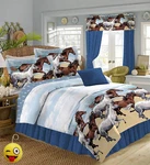 Blue Coastal Beach Run Horse Comforter Set & Sheets Bed In Bag. Fixed Price $79.99.