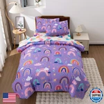 Btargot 5 Piece Dark Purple Rainbow Comforter Set Girls Boys Kids, Twin Size. Fixed Price $69.90.
