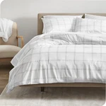 Lot 50 Microfiber Comforter Set (queen, Modern Plaid - White/grey) Sold As Is. Fixed Price $1129.00.