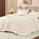 Bedelite Fleece Queen Comforter Set Cream White Soft Fluffy Warm Bedding. Fixed Price $45.00.