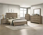 Light Brown Queen Size Panel Chevron-pattern Bedroom Furniture 5PC Set. Fixed Price $1699.99.