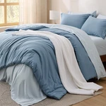 Bedsure King Size Comforter Set 7 Pieces Grayish Blue Bedding All-season. Fixed Price $104.98.