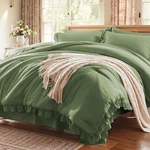 Anluoer Comforter Set 7 Piece, Olive Queen, Green-ruffle. Fixed Price $68.41.