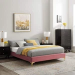 Sutton King Performance Velvet Bed Frame Dusty Rose MOD-6307-DUS. Fixed Price $337.99.
